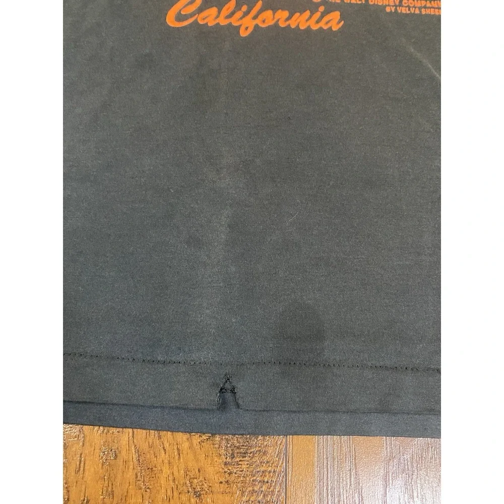 Vintage Velva Sheen Mickey Mouse California TShirt Black Orange Single Stitch XL